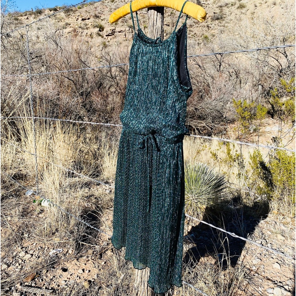 Vintage Inspired Teal Metallic Women’s Dress